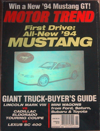 MOTOR TREND 1993 NOV - SVX,MUSTANGS, NAZCA, Z28-1LE(HC)